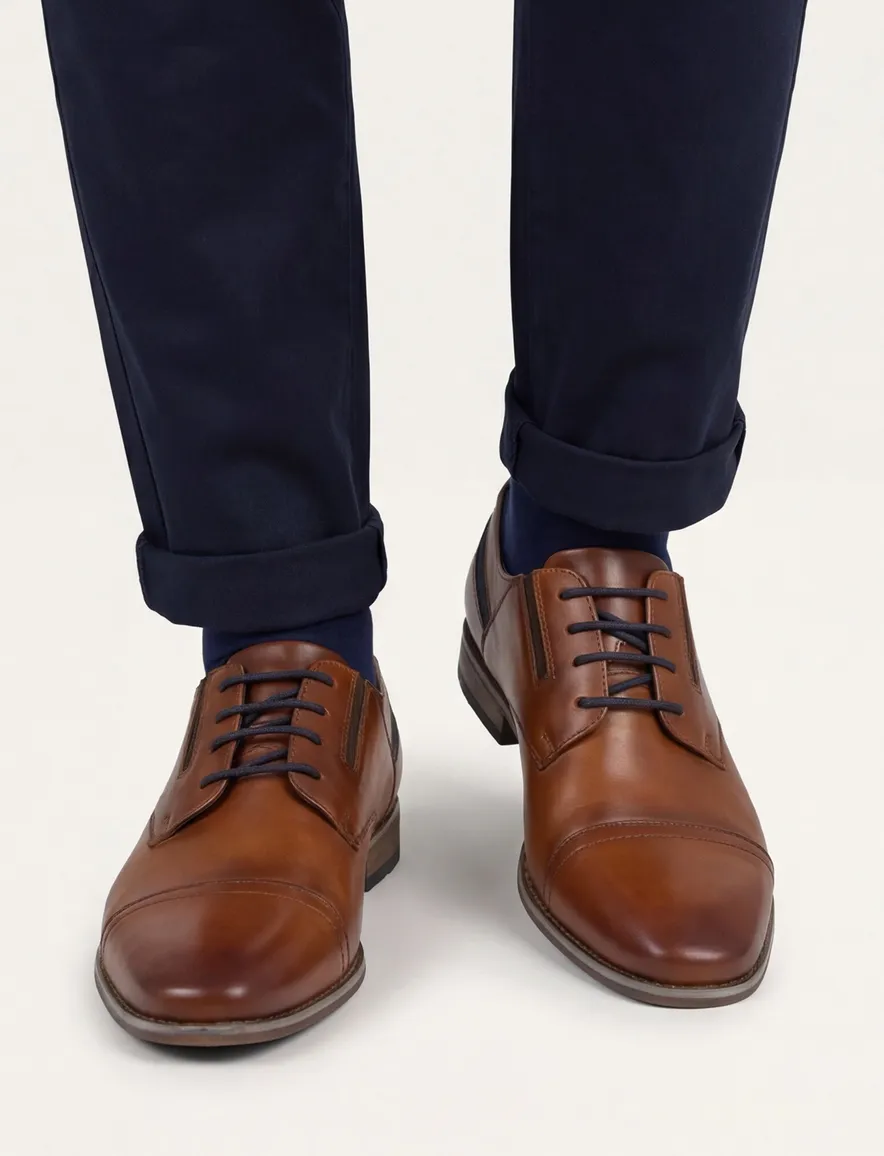 Bugatti nette veterschoenen bruin leer
