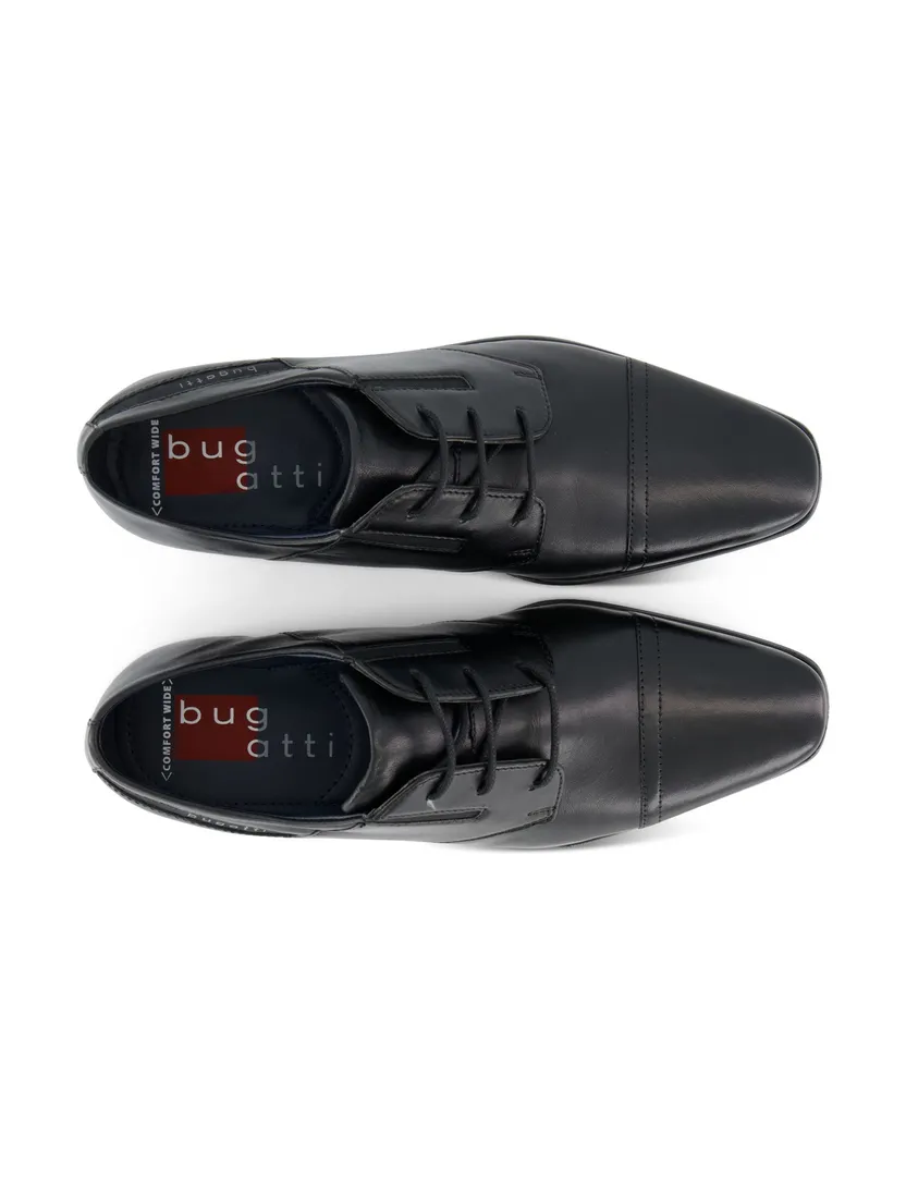Bugatti nette veterschoenen zwart leer effen
