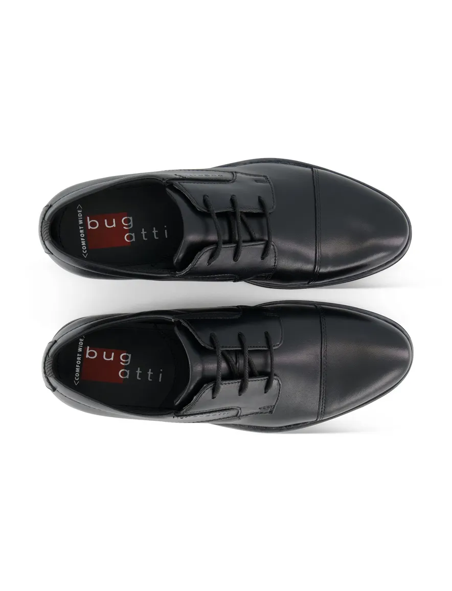 Bugatti veterschoenen zwart leer laag