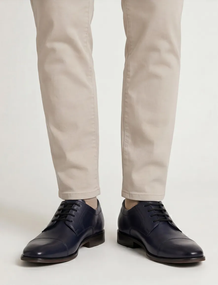 Bugatti veterschoenen blauw leer effen