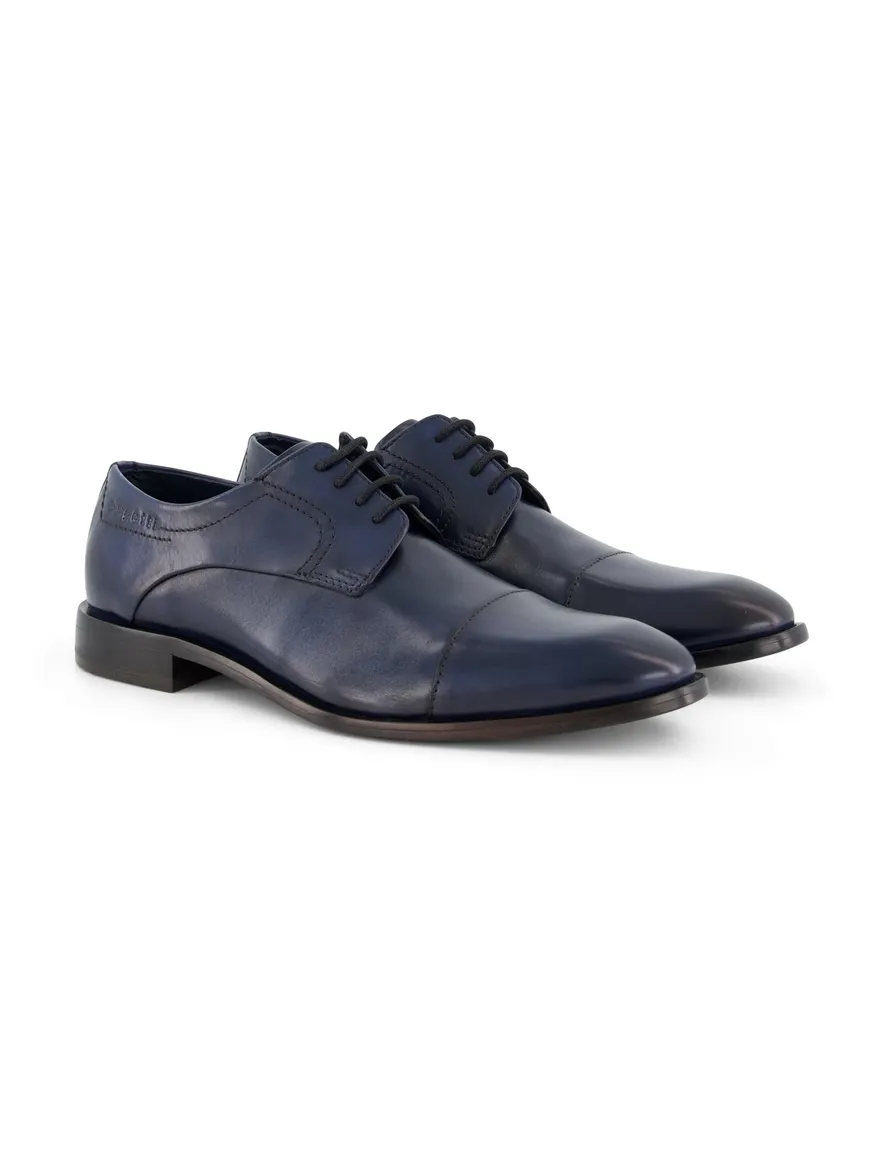 Bugatti veterschoenen blauw leer effen