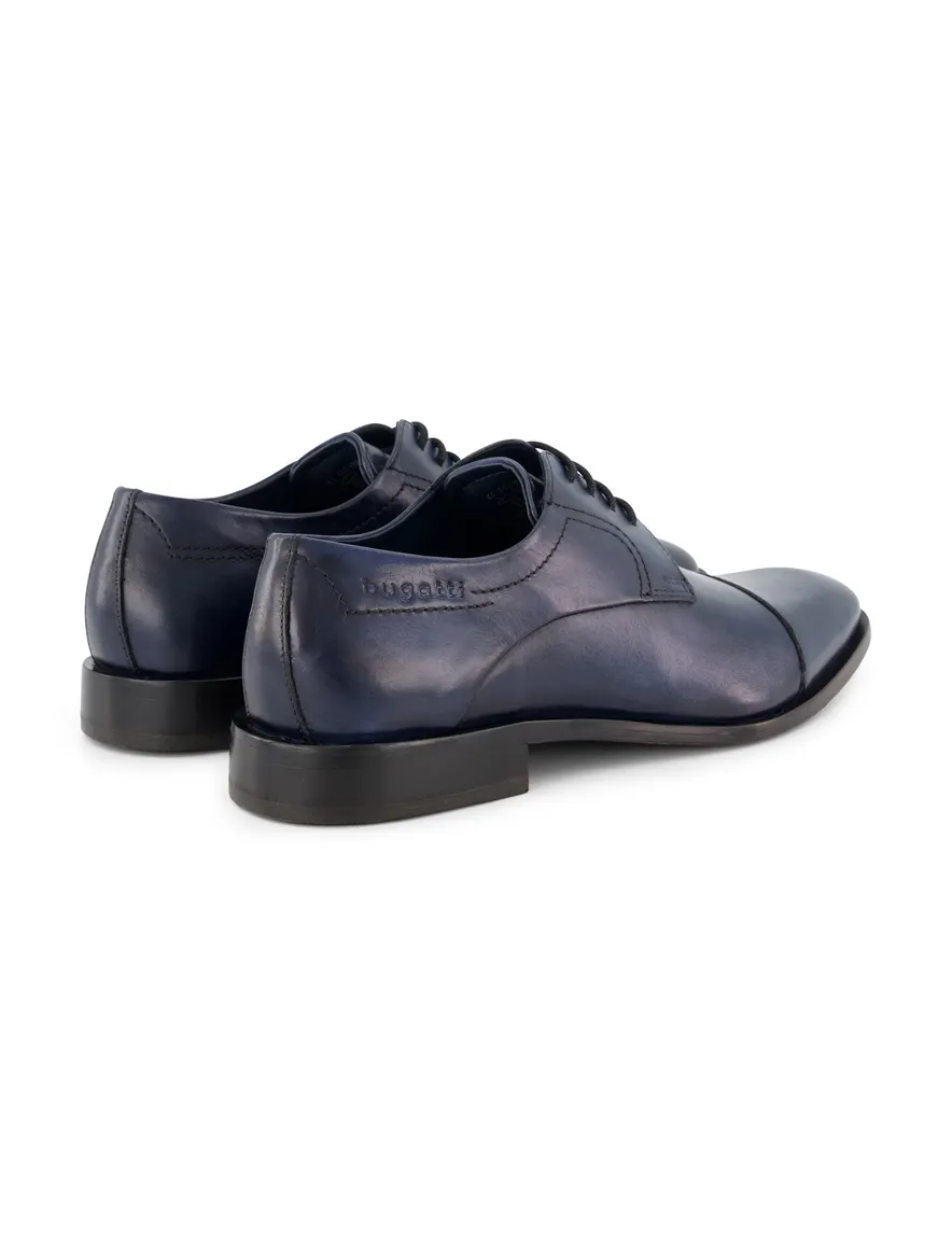 Bugatti veterschoenen blauw leer effen