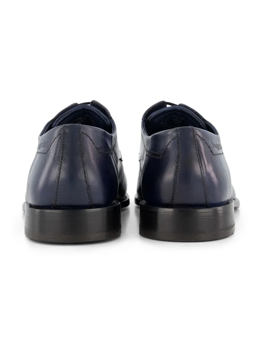 Bugatti veterschoenen blauw leer effen