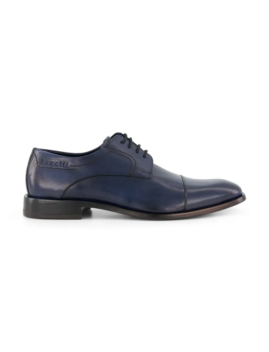 Bugatti veterschoenen blauw leer effen