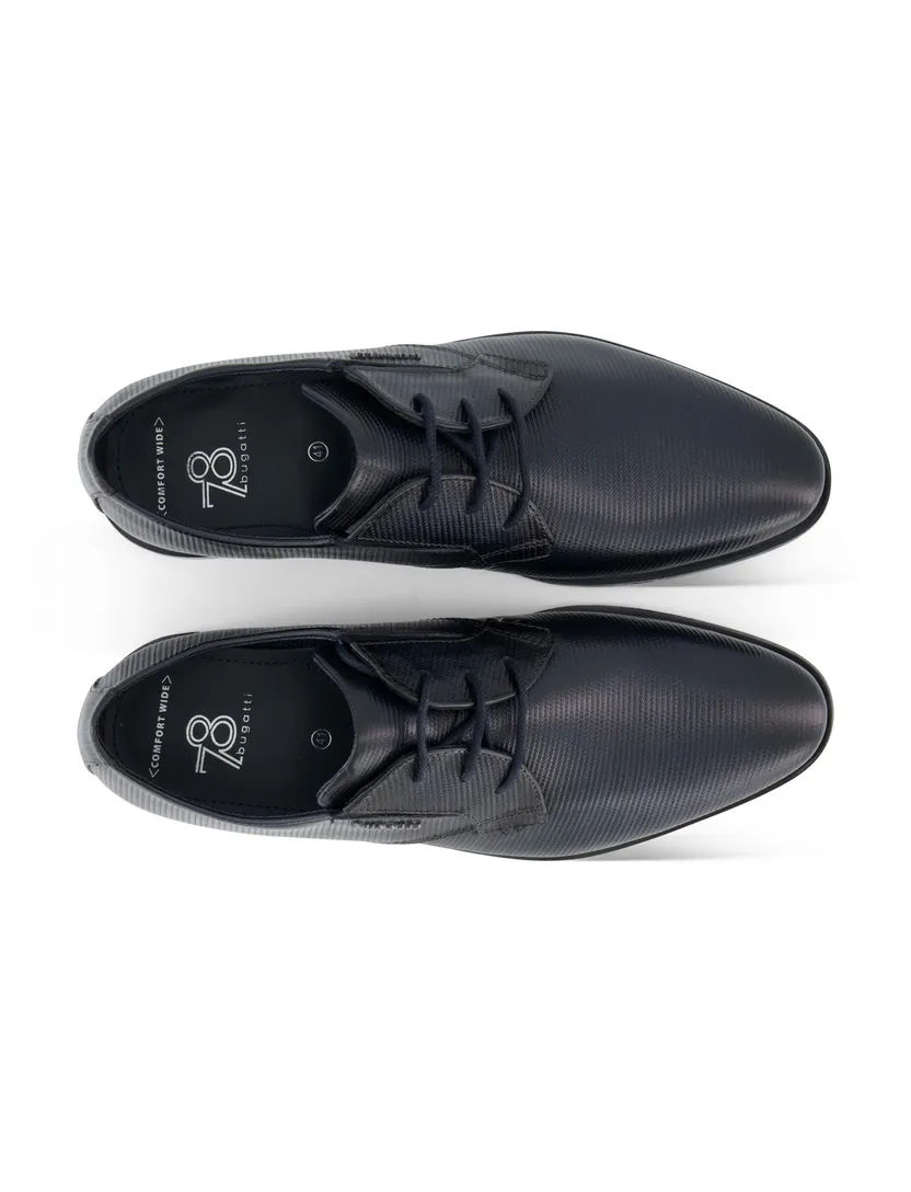 Bugatti veterschoenen donkerblauw leer geprint