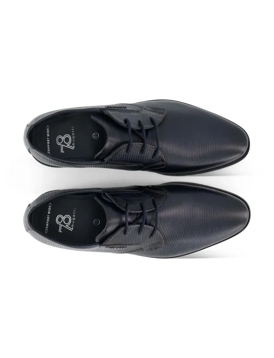 Bugatti veterschoenen donkerblauw leer laag