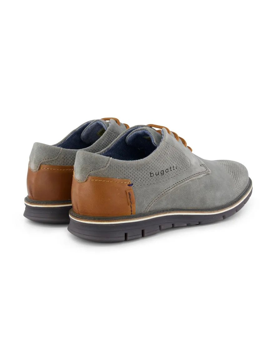 Bugatti herenschoen grijs suede bruine veters