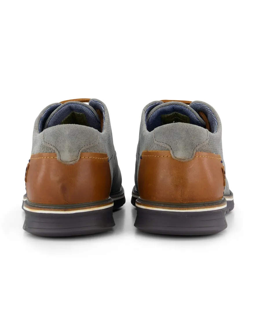 Bugatti herenschoen grijs suede bruine veters