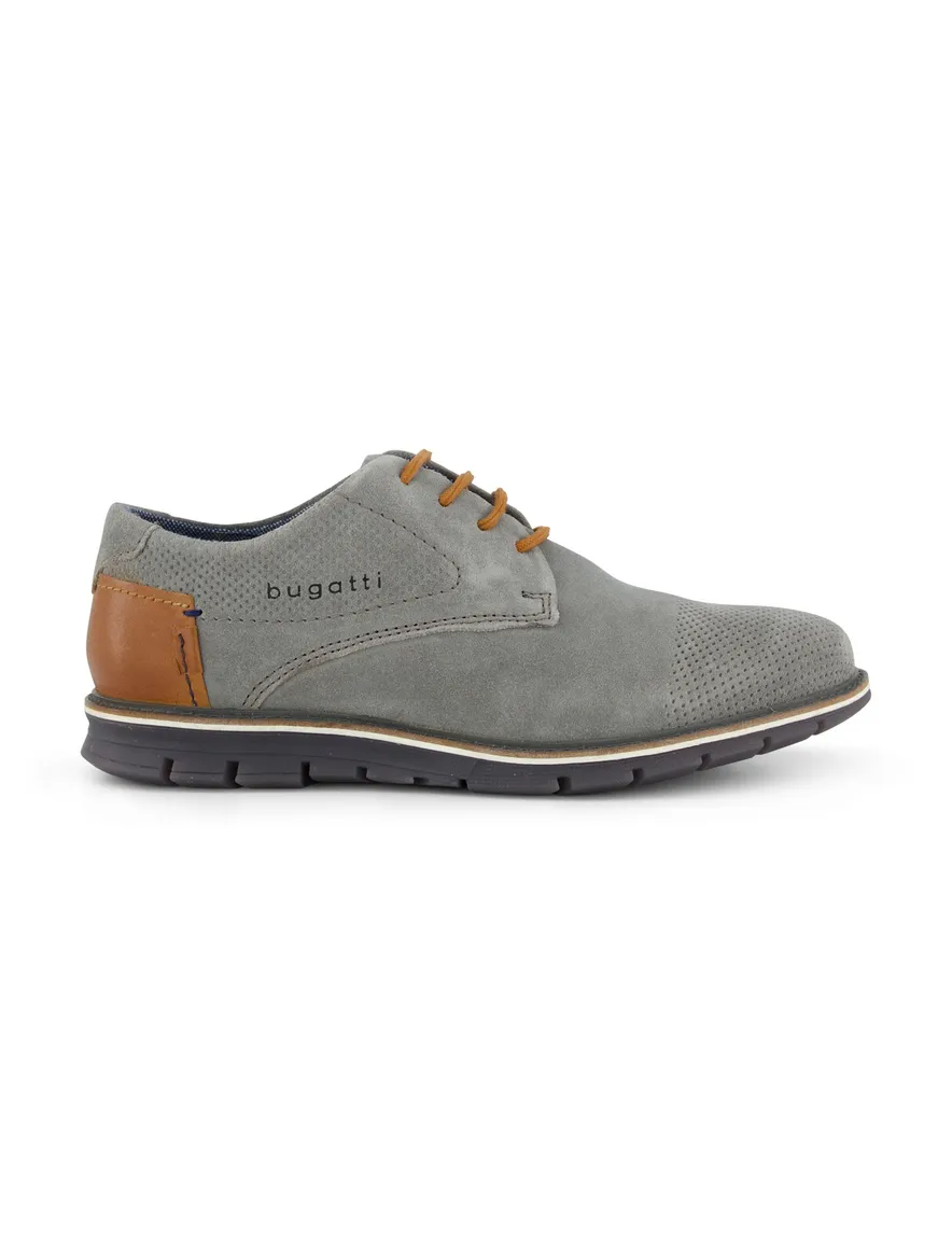 Bugatti herenschoen grijs suede bruine veters
