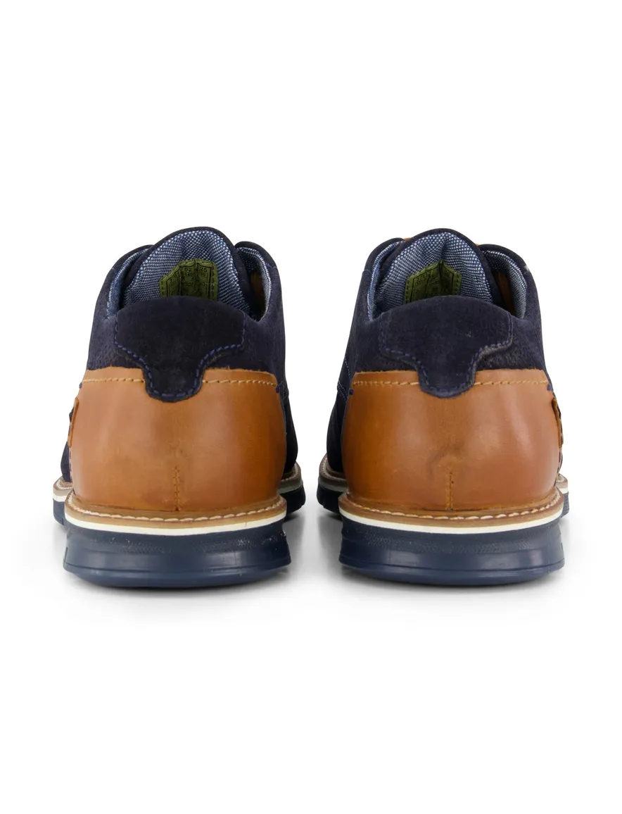 Bugatti herenschoen donkerblauw suede bruine veters