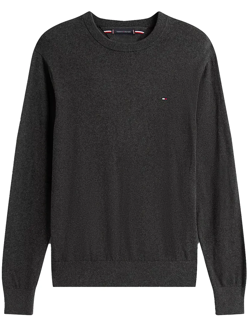 Big & Tall Tommy Hilfiger Heather trui ronde hals grijs