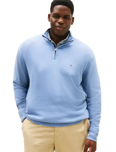 Tommy Hilfiger Tommy Hilfiger trui half zip lichtblauw big & tall