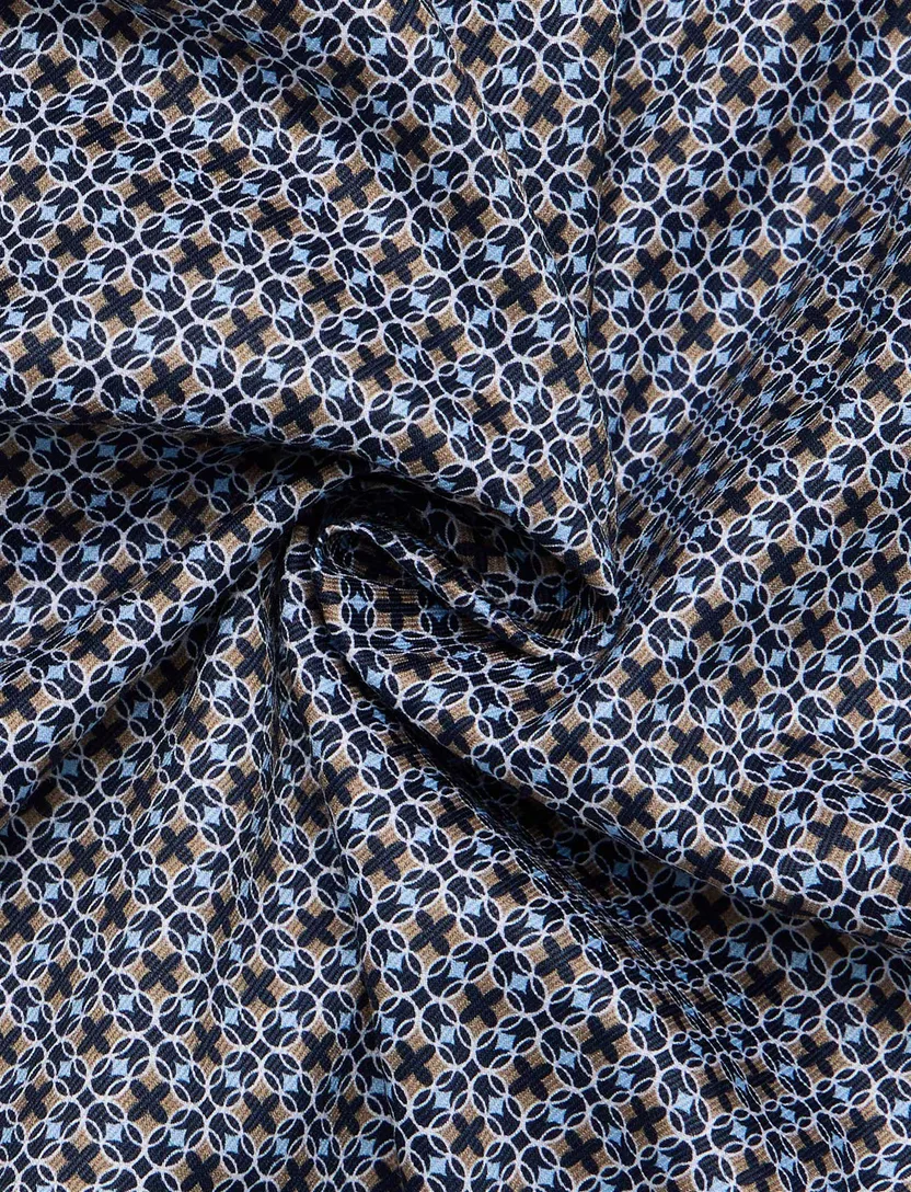 Eterna overhemd normale fit geprint blauw katoen