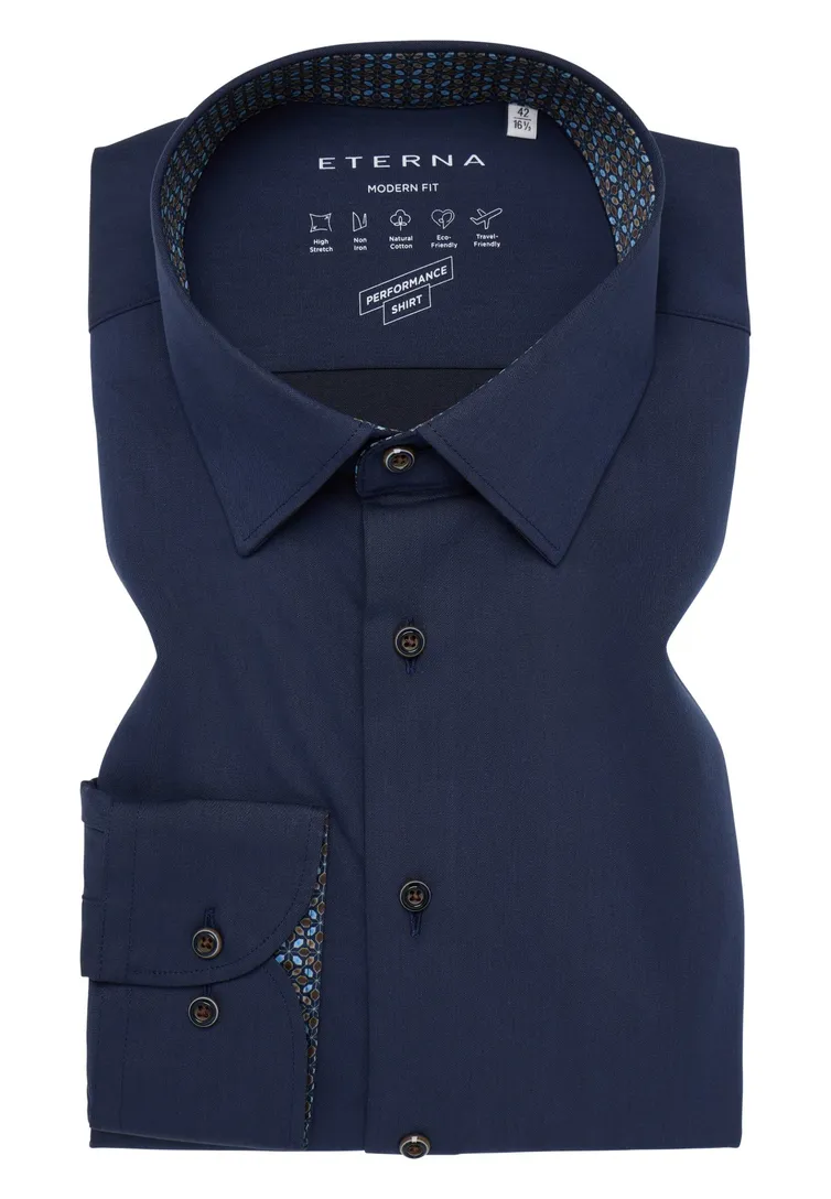 business stretch overhemd Eterna donkerblauw
