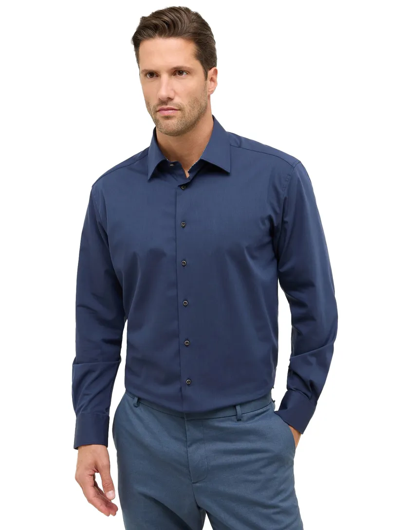 business stretch overhemd Eterna donkerblauw