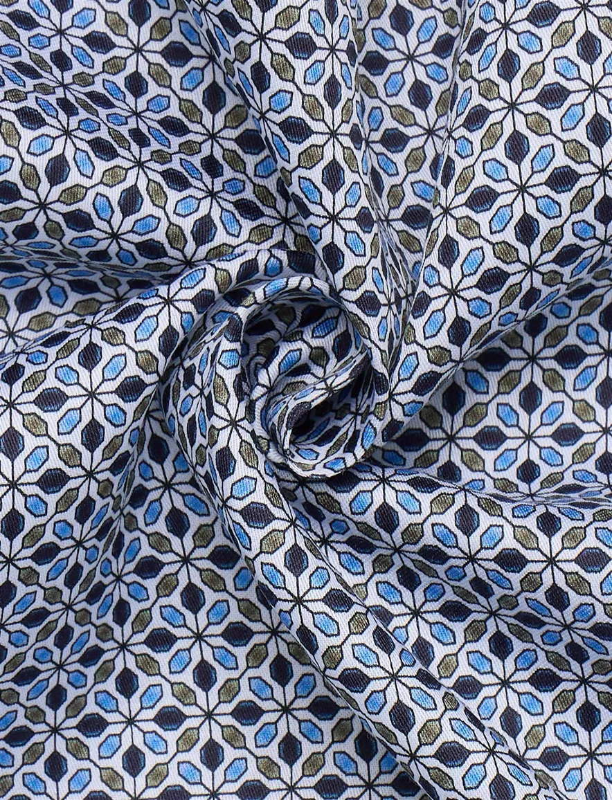 Eterna overhemd geprint blauw katoen normale fit