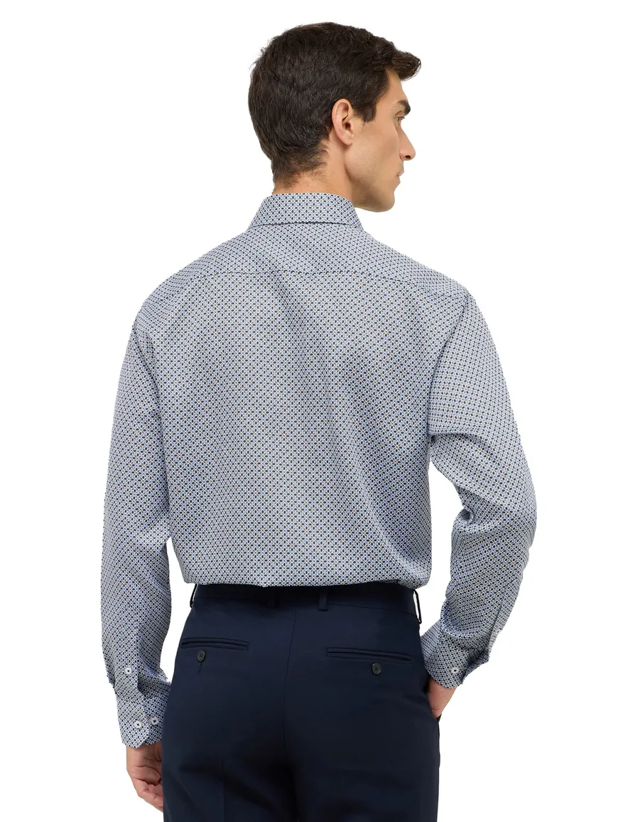Eterna overhemd geprint blauw katoen normale fit