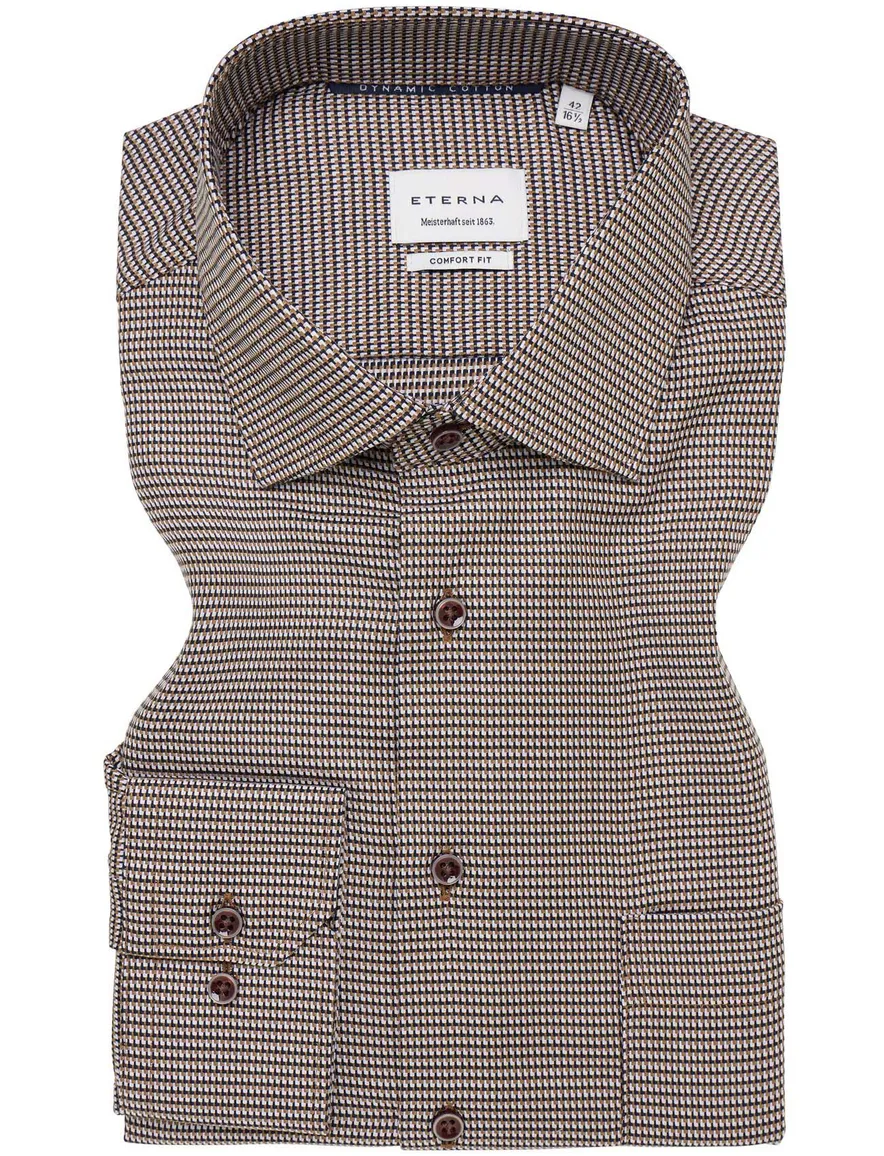 Eterna Comfort Fit business overhemd bruin