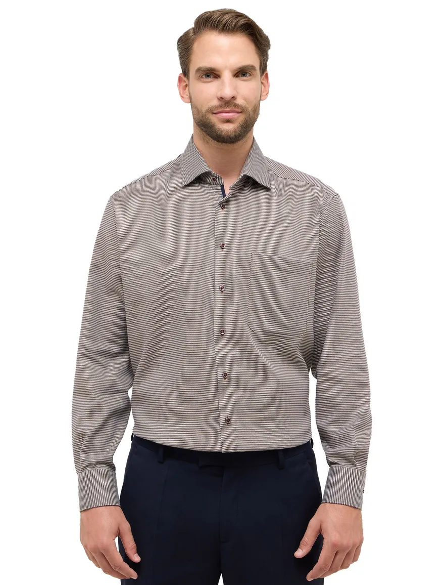 Eterna Comfort Fit business overhemd bruin