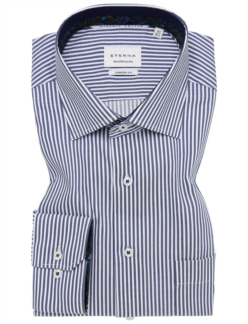 overhemd mouwlengte 7 Eterna Comfort Fit blauw