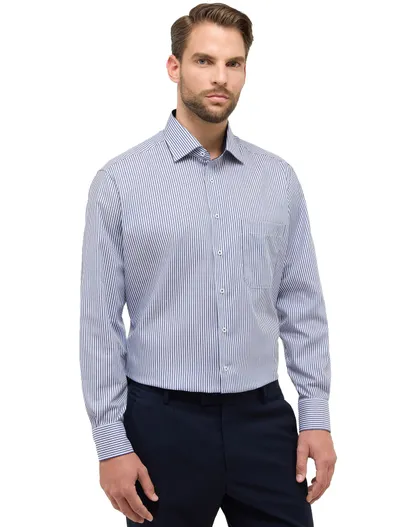 Eterna Eterna Comfort Fit overhemd mouwlengte 7 blauw