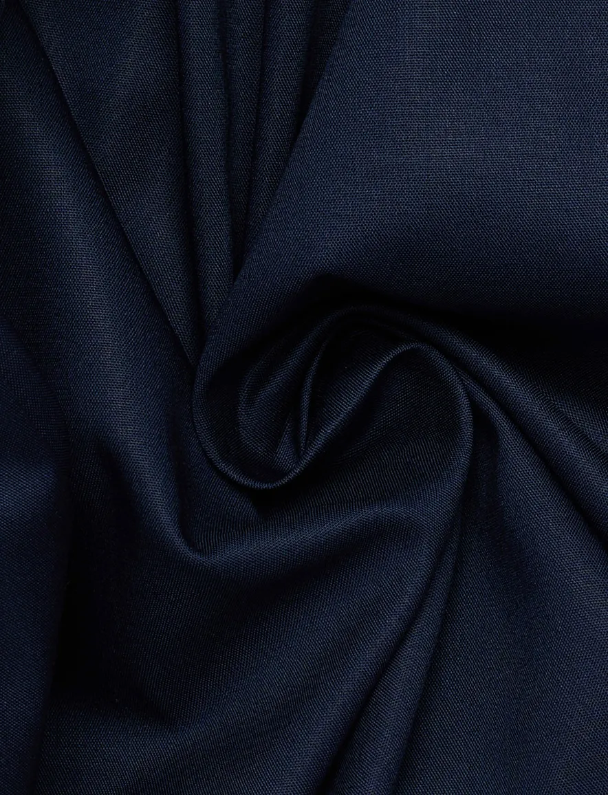 Eterna overhemd mouwlengte 7 donkerblauw effen katoen