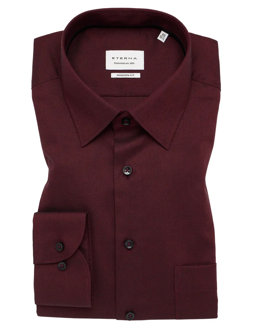 Eterna Modern Fit business overhemd bordeaux