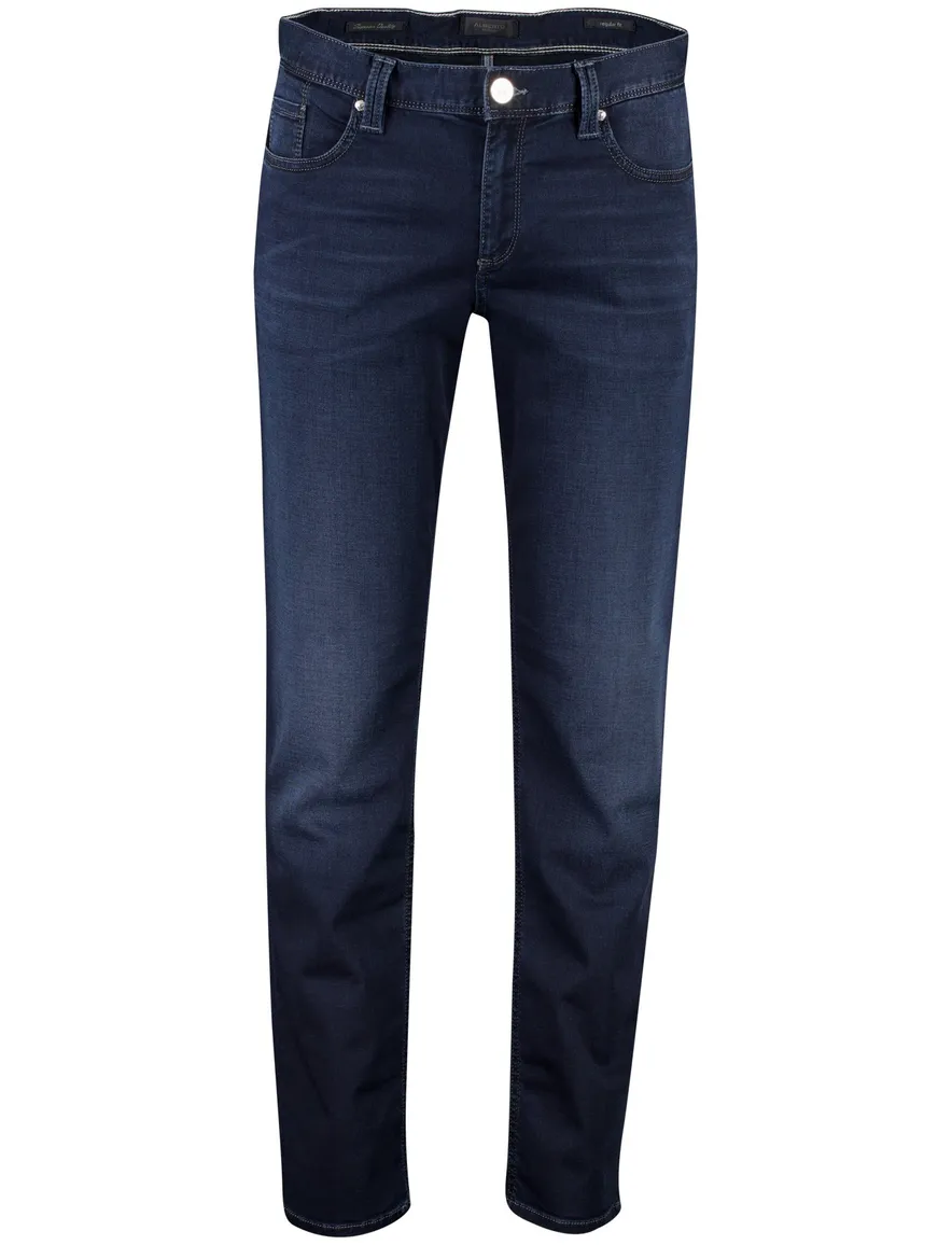 Alberto slim fit broek 5-pocket donkerblauw