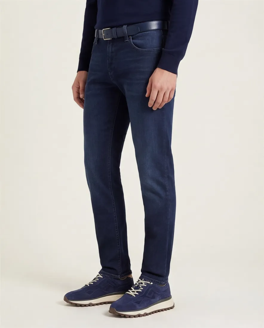 Alberto slim fit broek 5-pocket donkerblauw