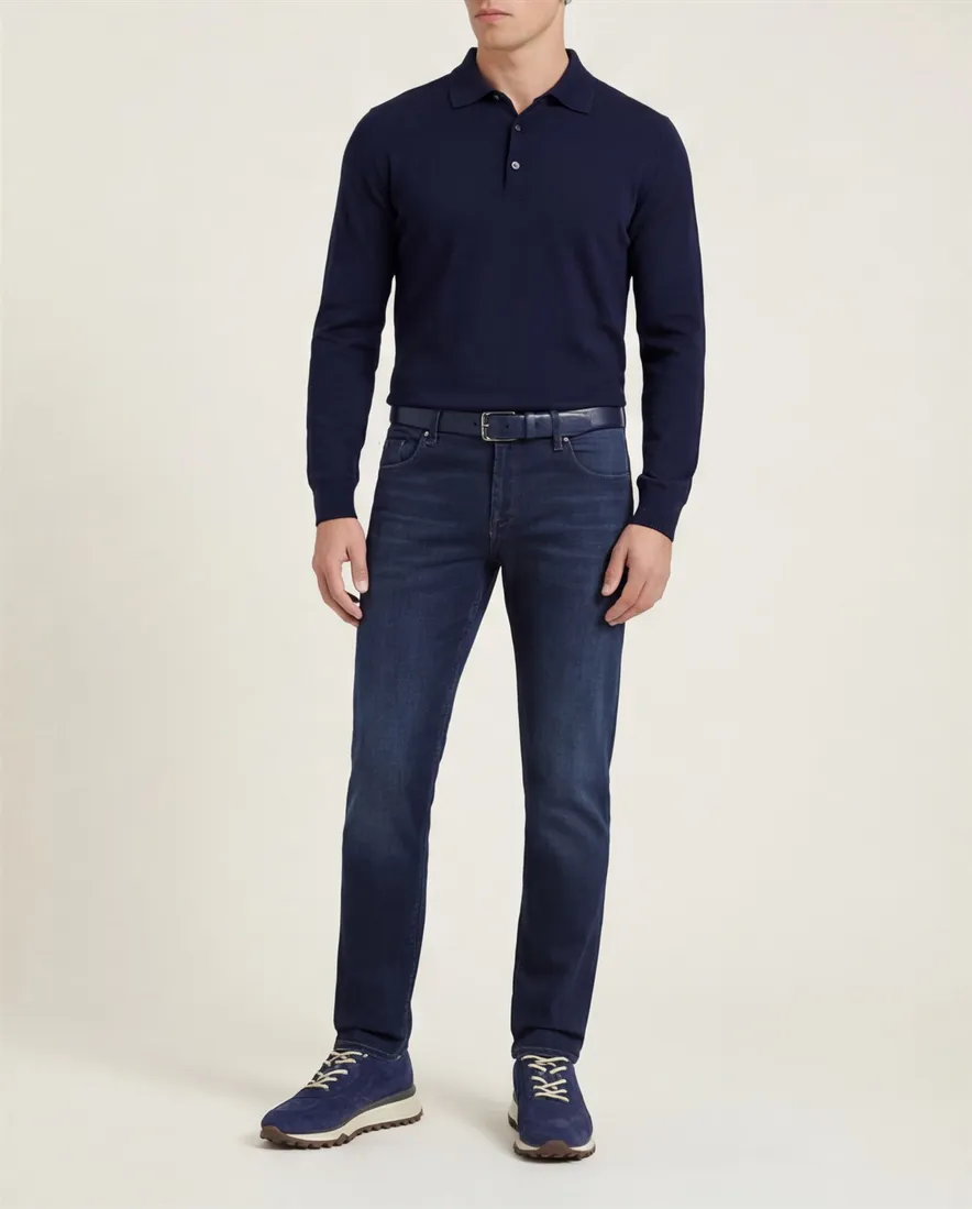 Alberto slim fit broek 5-pocket donkerblauw