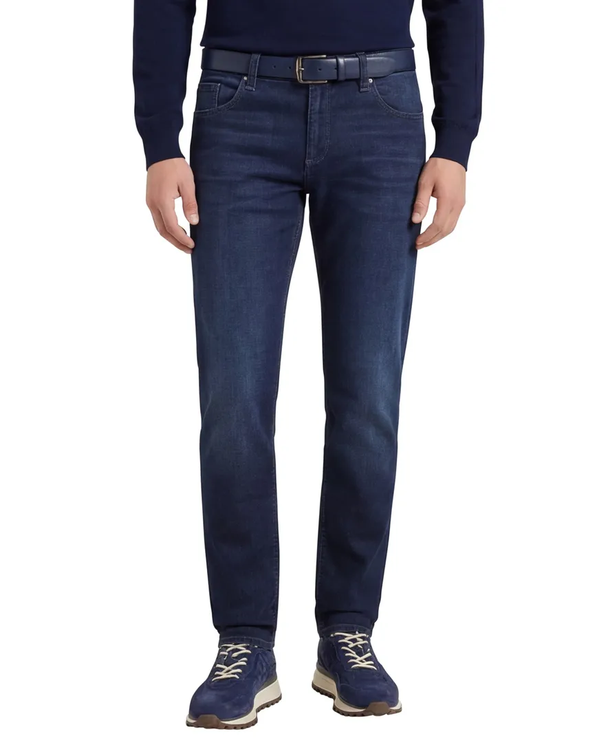 Alberto slim fit broek 5-pocket donkerblauw
