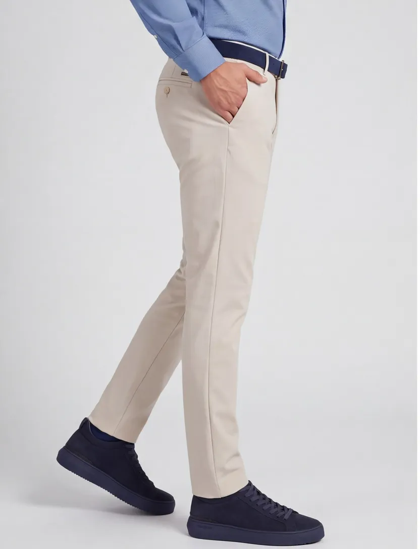 Broek Alberto creme stretch chino