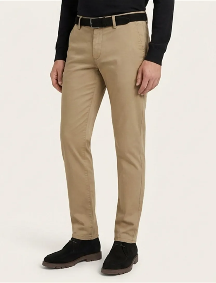 Alberto regular fit pantalon beige katoen