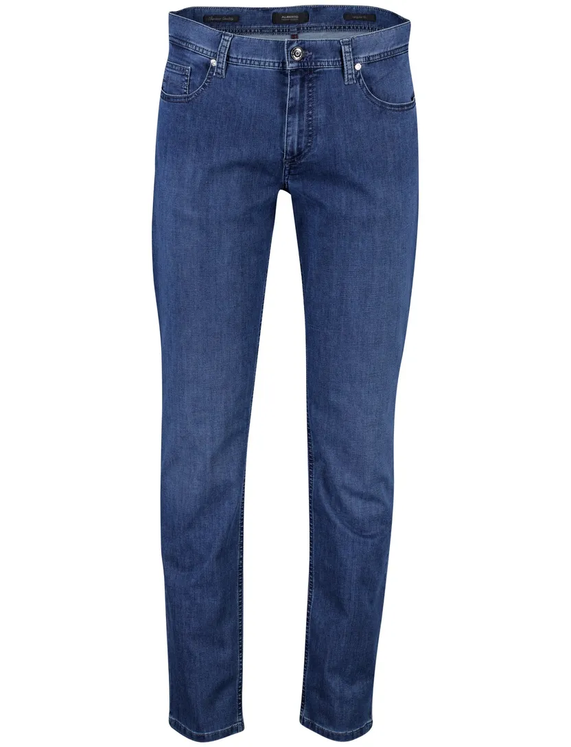Alberto broek blauw denim effen katoen