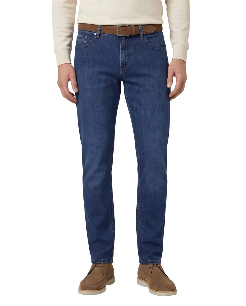 Alberto broek blauw denim effen katoen