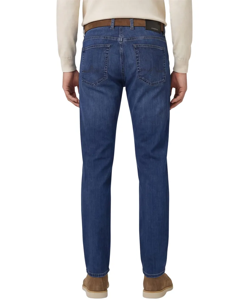 Alberto broek blauw denim effen katoen