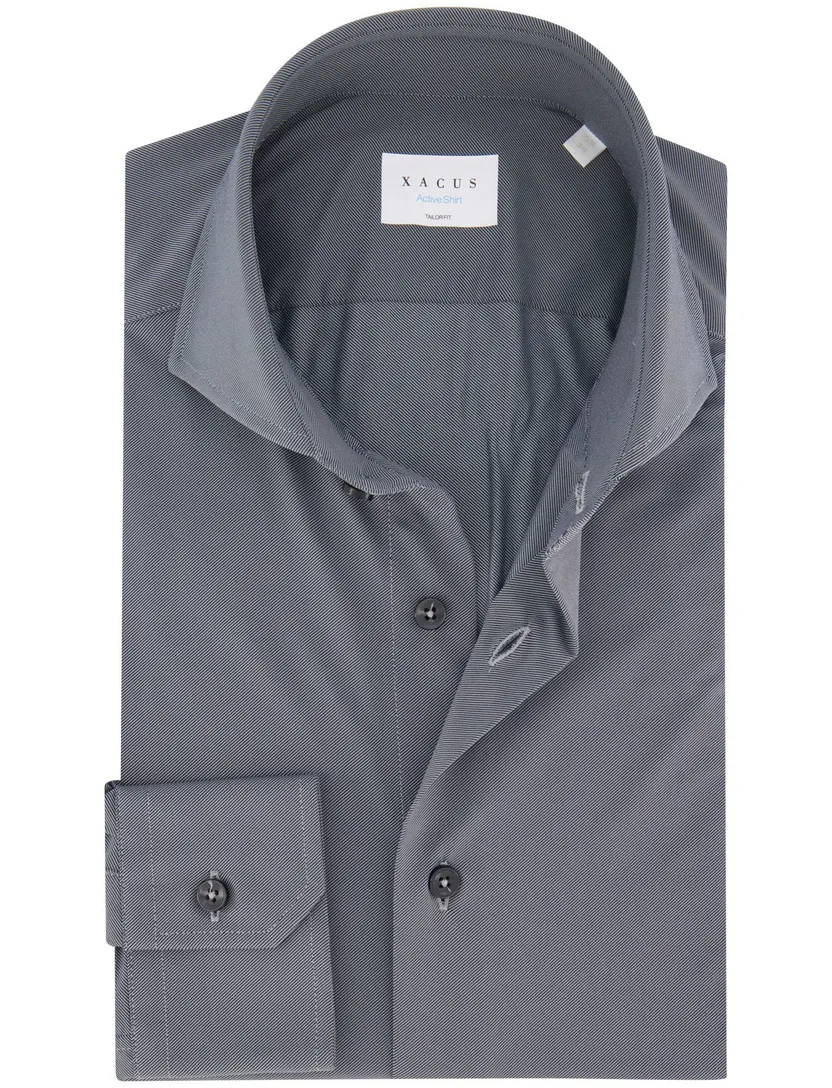 Xacus overhemd grijs tailored fit polyamide stretch