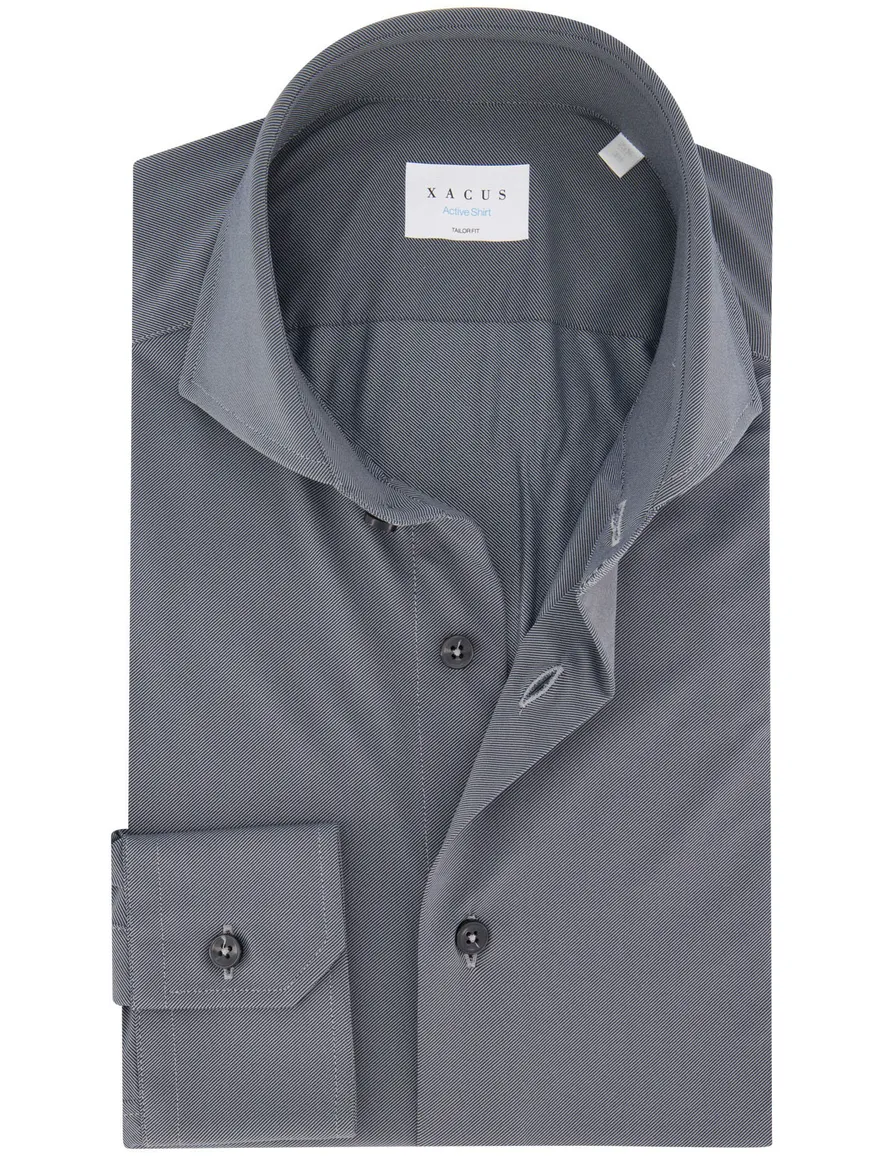 Xacus overhemd grijs tailored fit polyamide