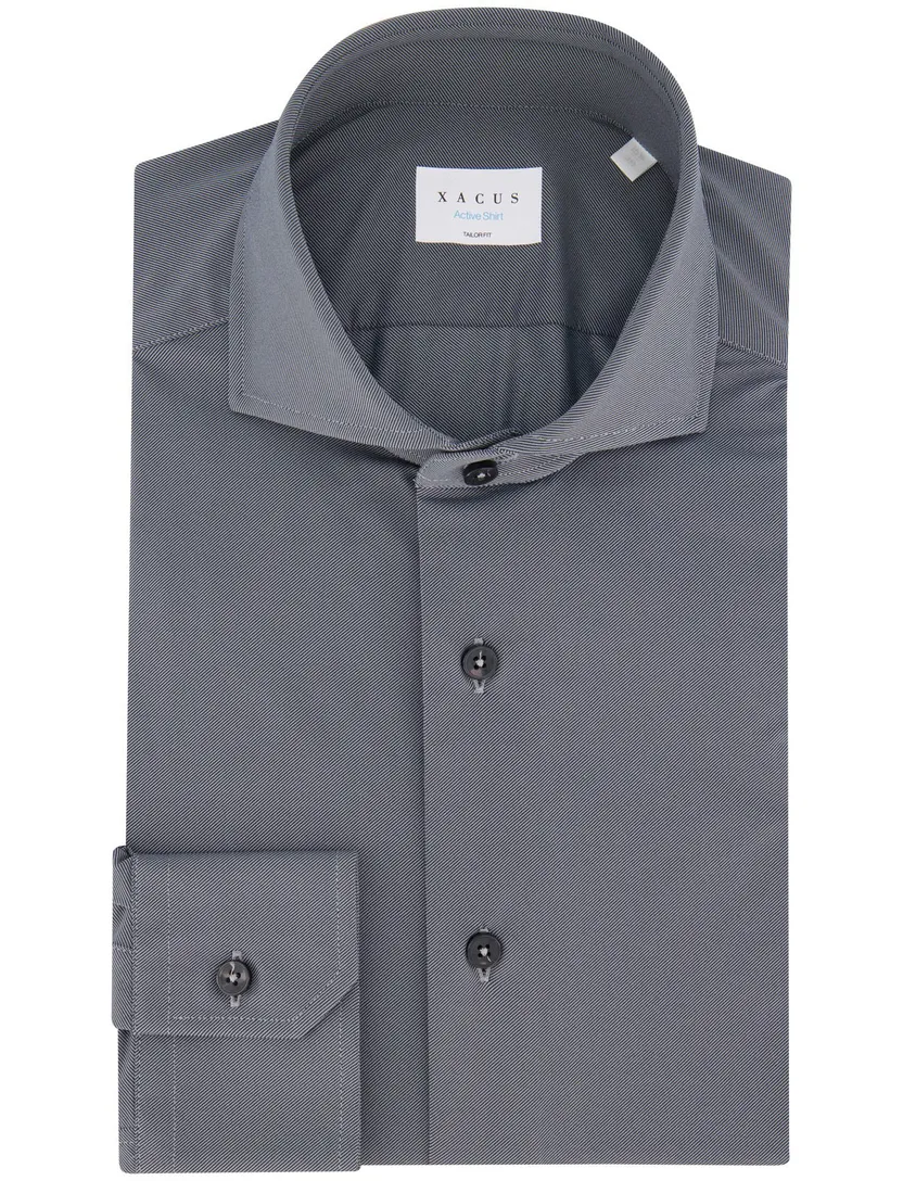 Xacus overhemd grijs tailored fit polyamide stretch