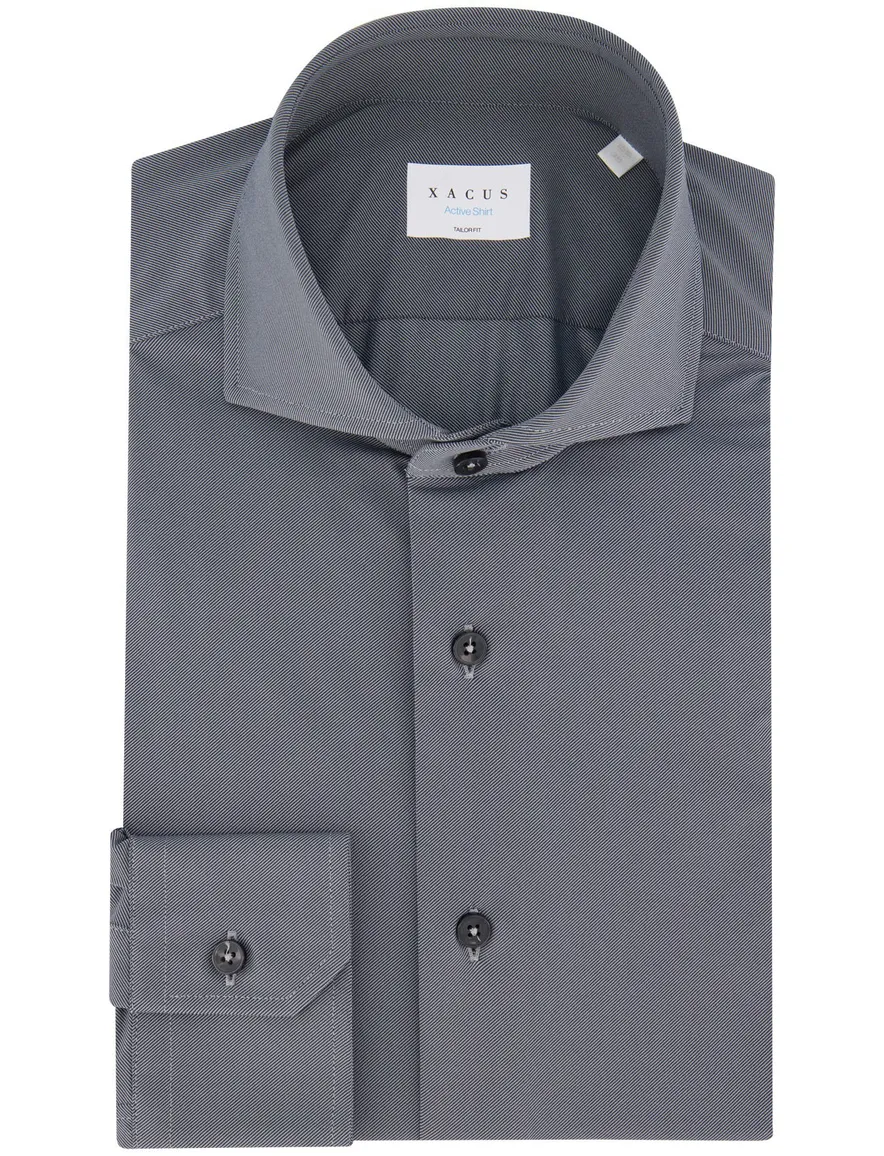 Xacus overhemd grijs tailored fit polyamide