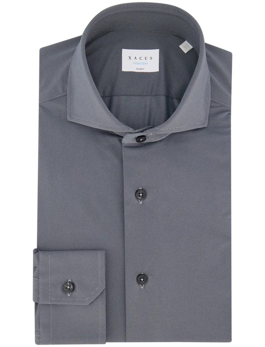 Xacus overhemd grijs tailored fit polyamide