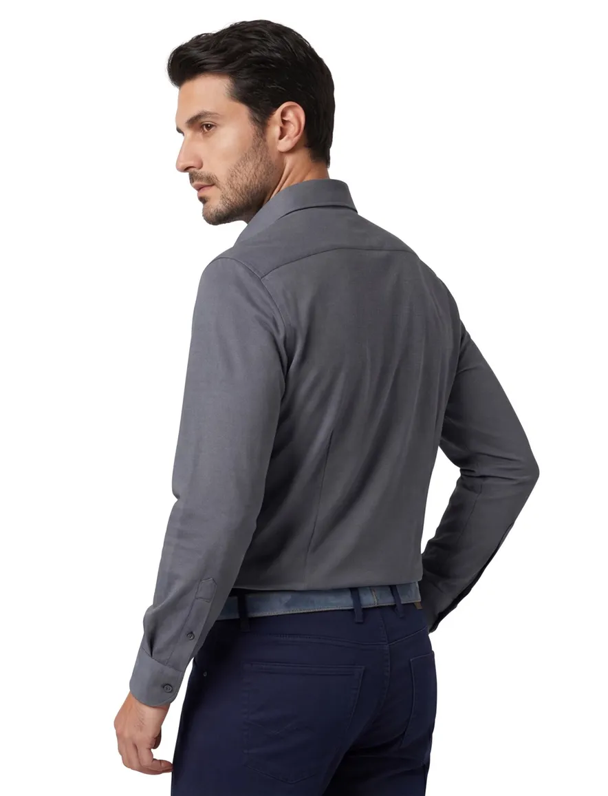 Xacus overhemd grijs tailored fit polyamide