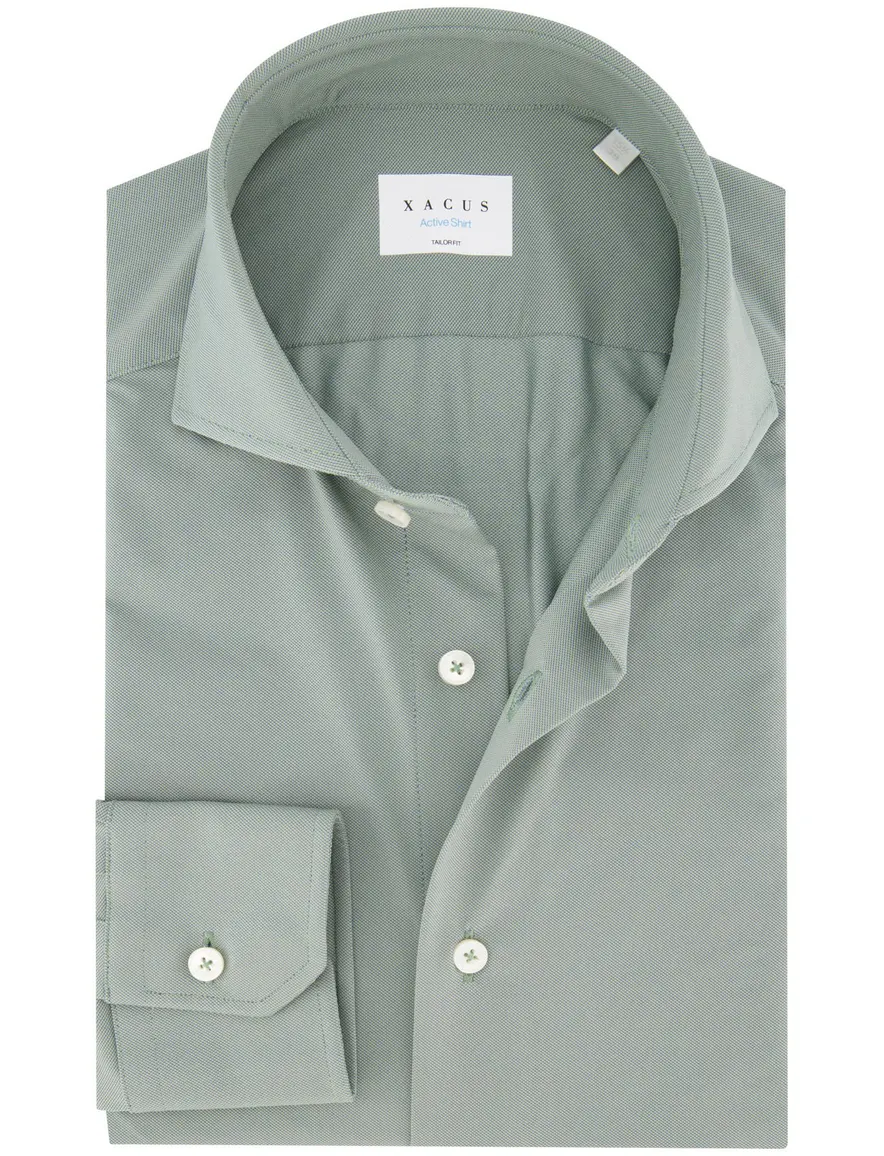 Xacus tailored fit overhemd groen Active Shirt