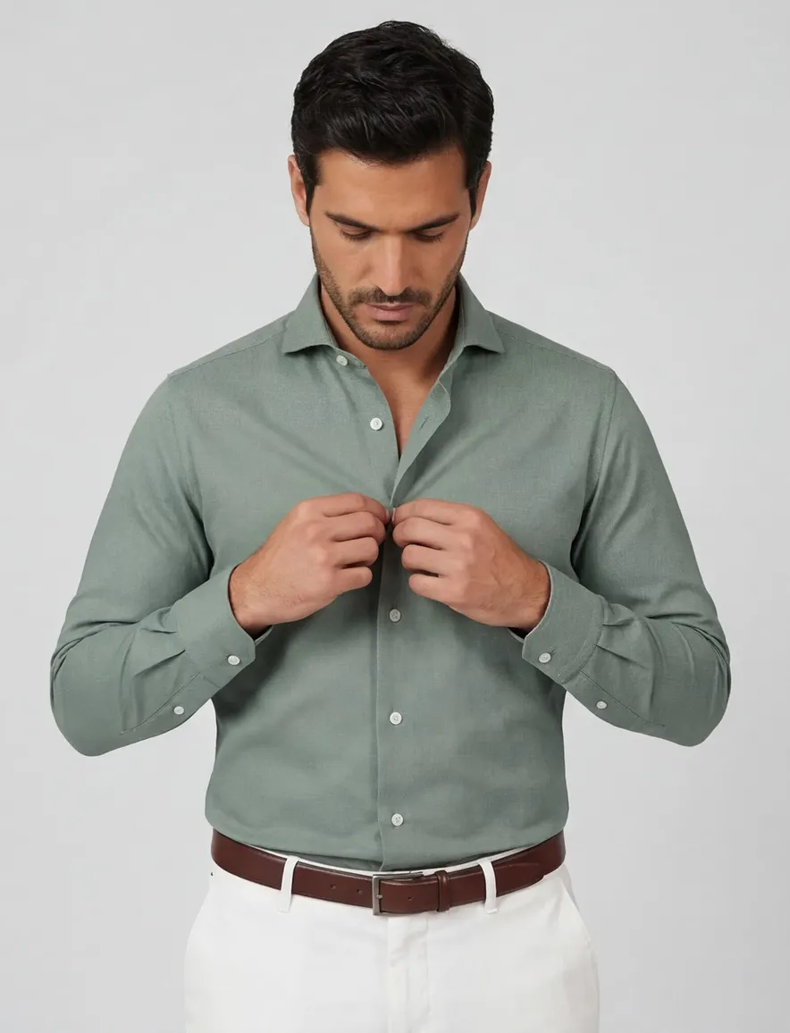 Xacus tailored fit overhemd groen Active Shirt