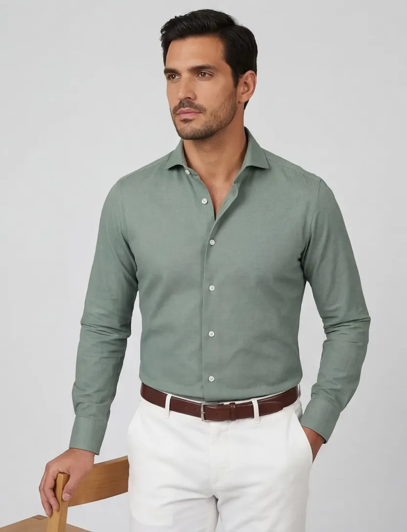 Xacus tailored fit overhemd groen Active shirt polyamide