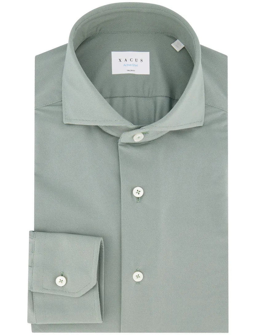 Xacus tailored fit overhemd groen Active shirt polyamide