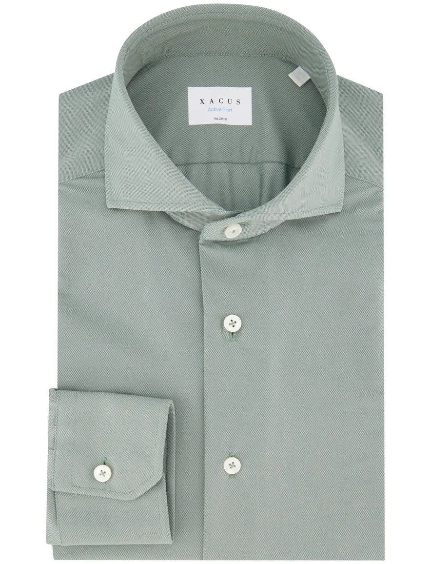 Xacus tailored fit overhemd groen Active Shirt