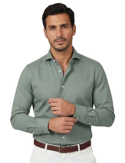 Xacus Xacus tailored fit overhemd groen Active Shirt