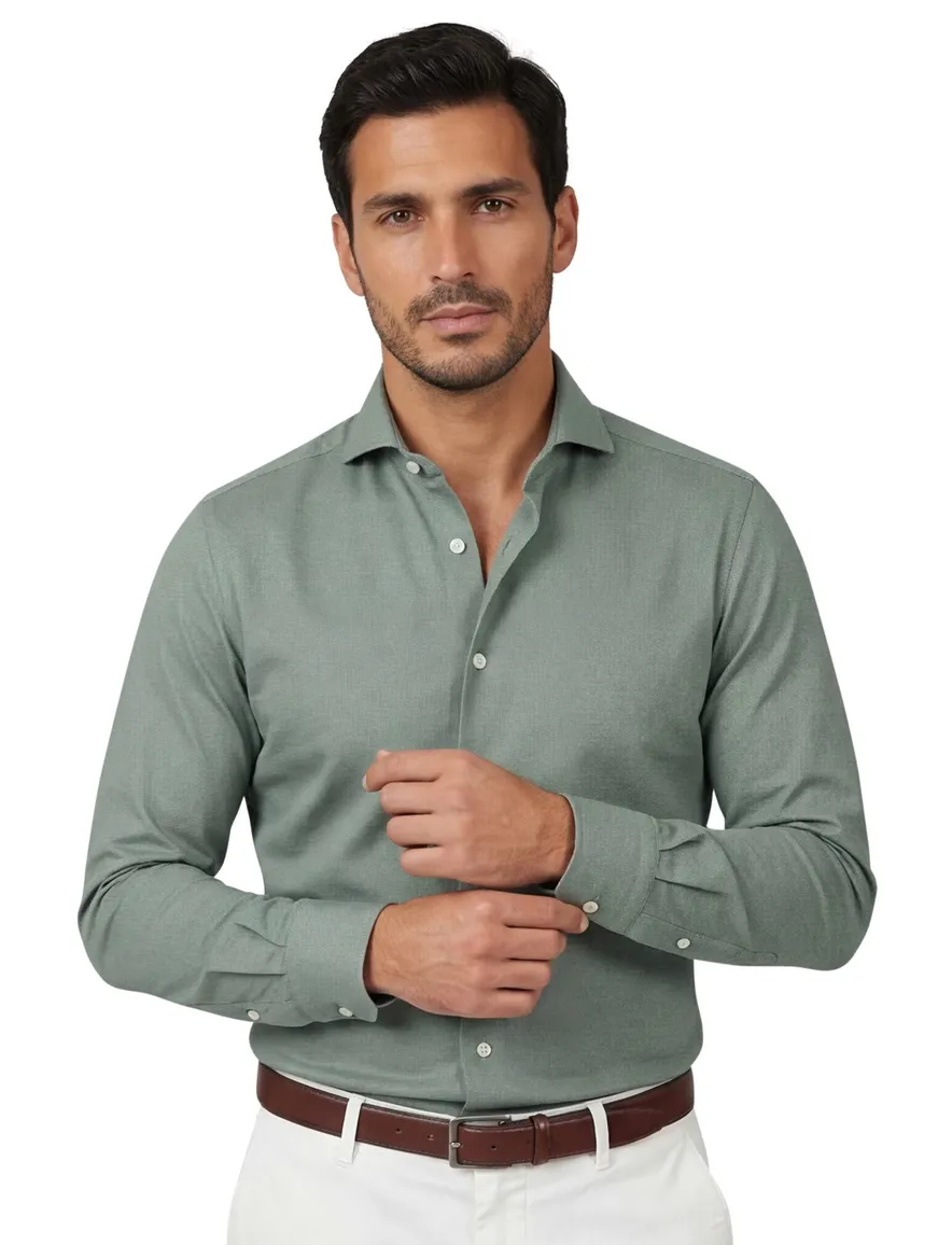 Xacus tailored fit overhemd groen Active Shirt