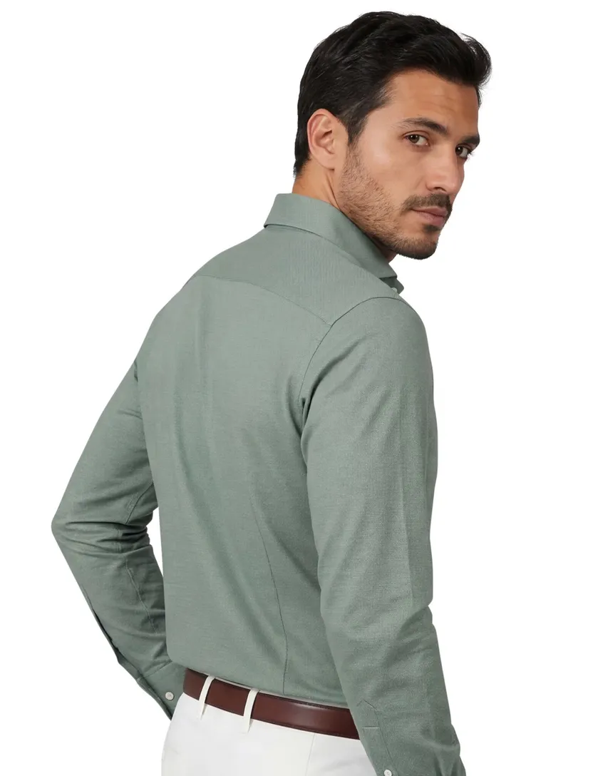 Xacus tailored fit overhemd groen Active shirt polyamide